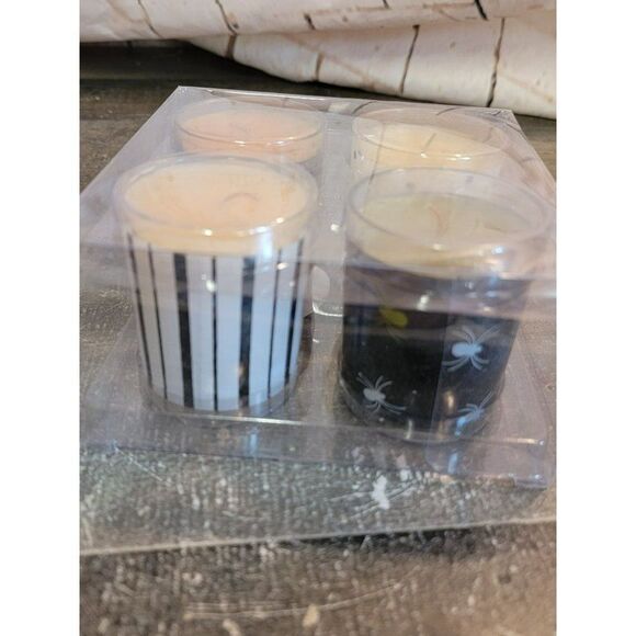 Halloween candle vanilla scent set spider bat striped - Picture 4 of 5